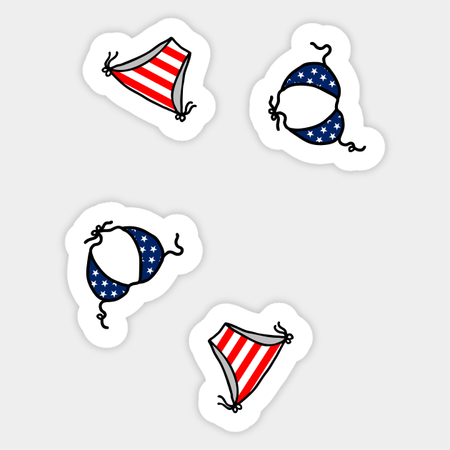 USA American flag bikini print Sticker by B0red